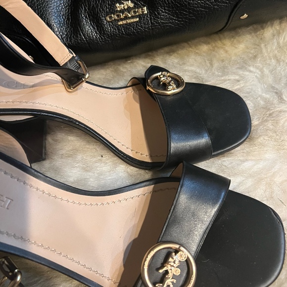 Coach Black Leather Heels Size 10 - Picture 11 of 16